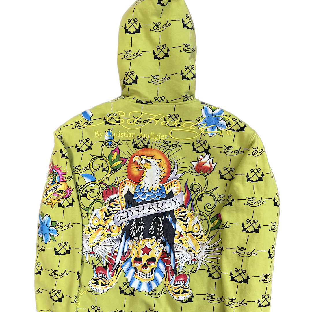 Y2K Ed Hardy Fur Hoodie