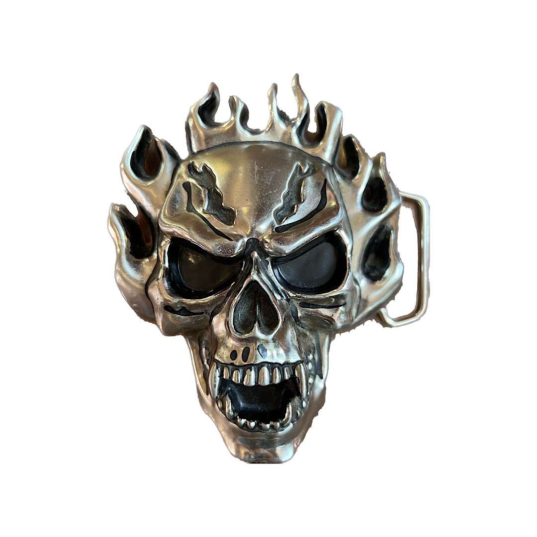 Flaming Skull Belt Buckle