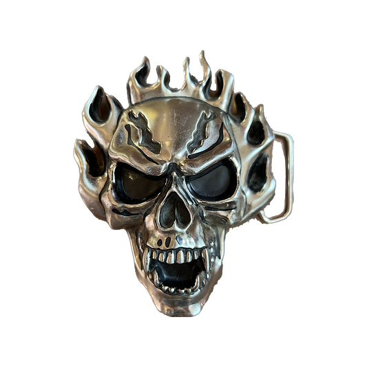 Flaming Skull Belt Buckle