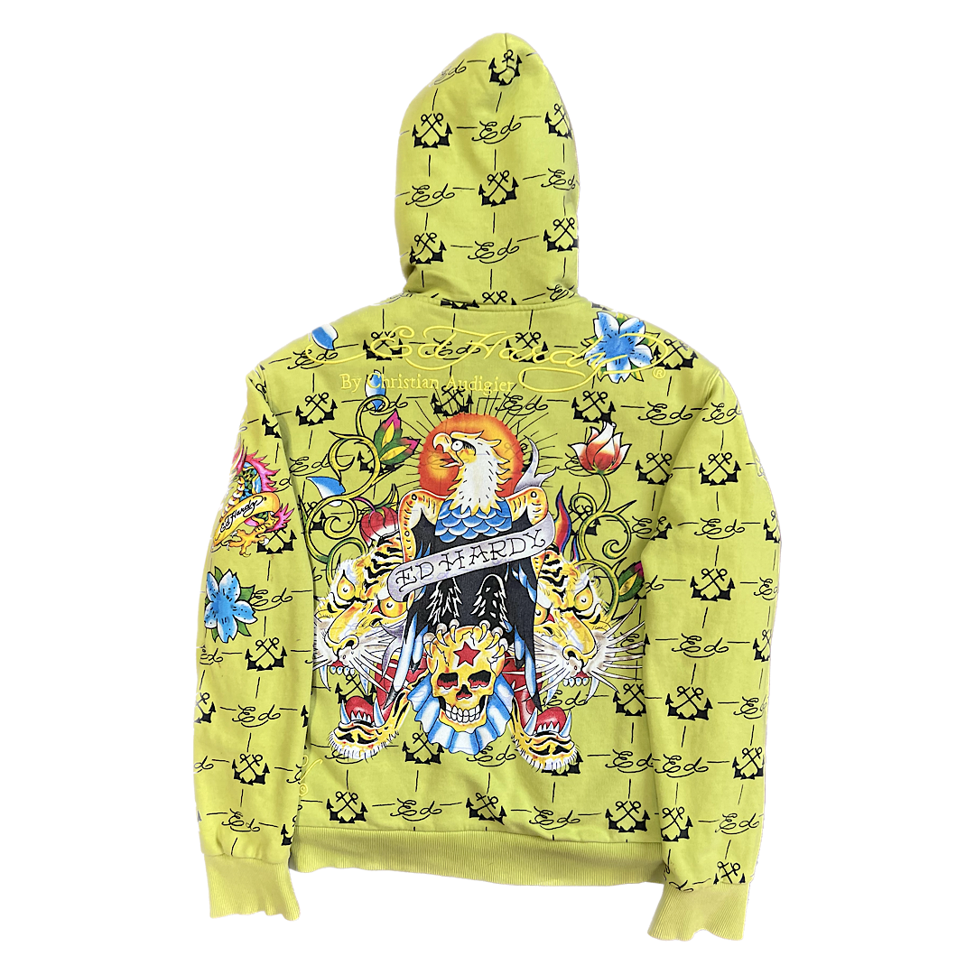 Y2K Ed Hardy Fur Hoodie